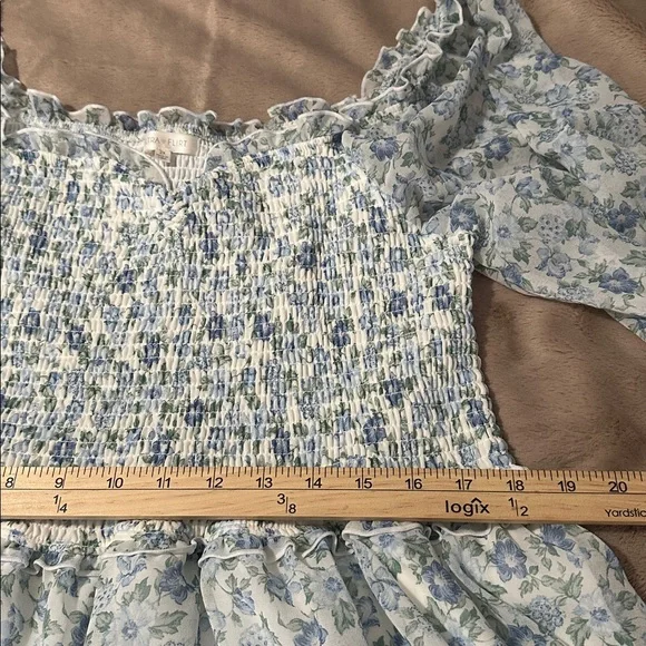 Ultra Flirt Spring and Summer Blue Floral Ruffle Tiered Dress - Picture 9 of 10